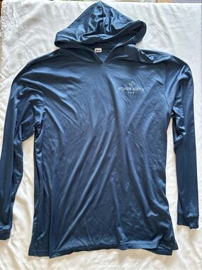 Paragon Fitwear Stage Neck Unisex Long Sleeve Hooded SPF Swim shirt in Navy Blue